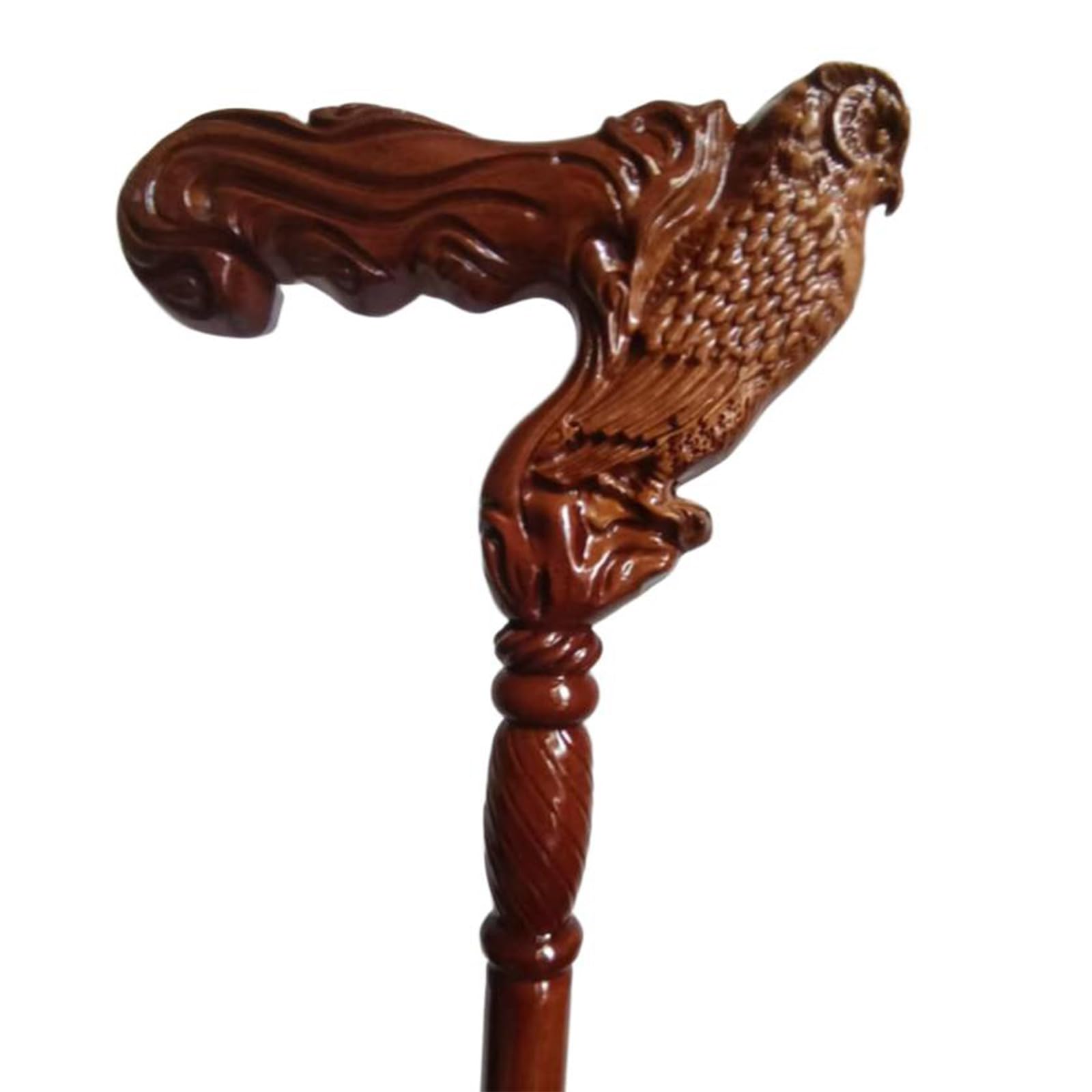 Bastón tallado a mano con forma de animal, muletas de bastón de madera, mango ergonómico cómodo para regalos de personas mayores, hombres y mujeres, ancianos (L 35.4 pulgadas, búho)