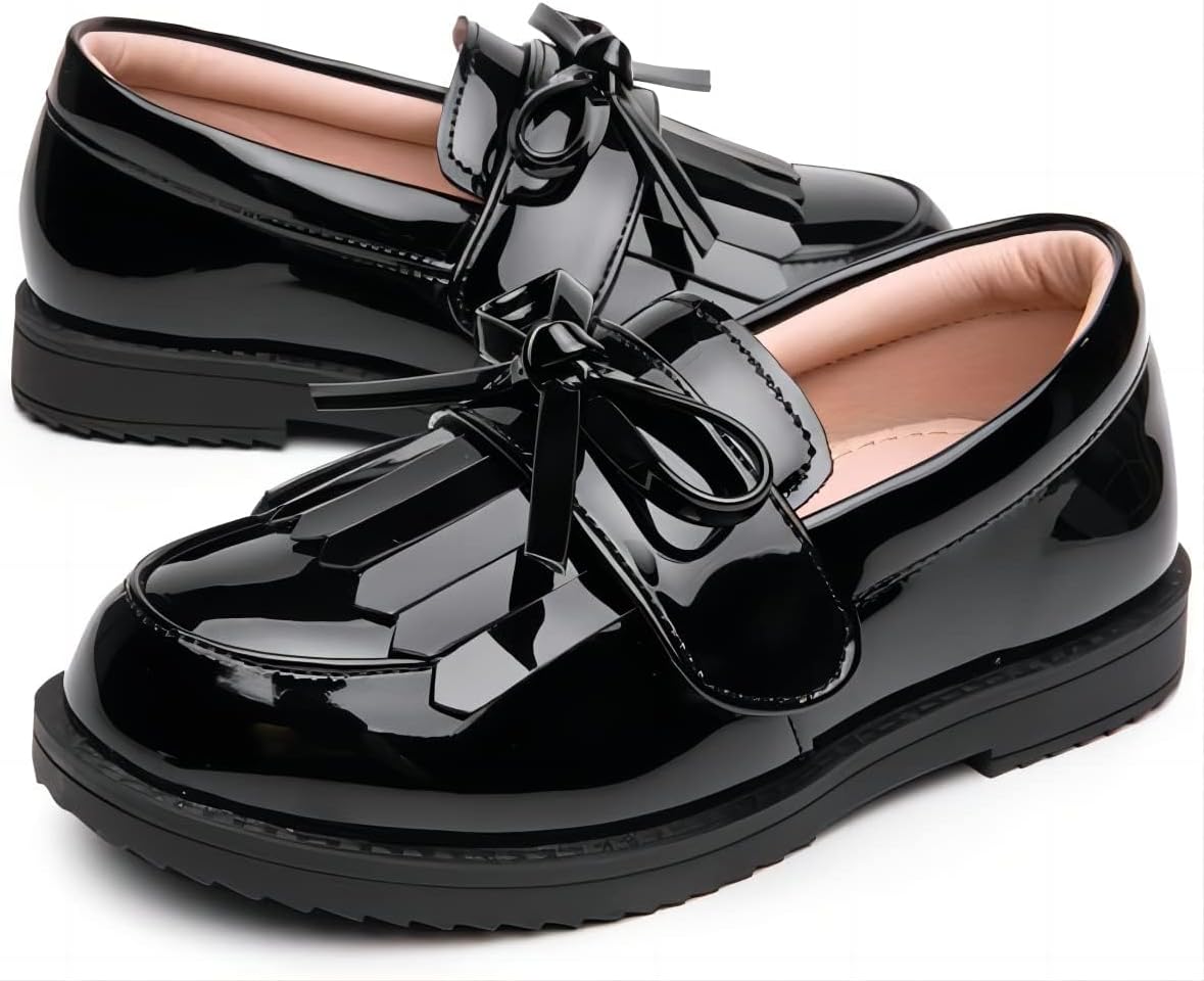 kkdom Girl's Classic Tassel School Uniform Shoes British Style Oxford Shoes
