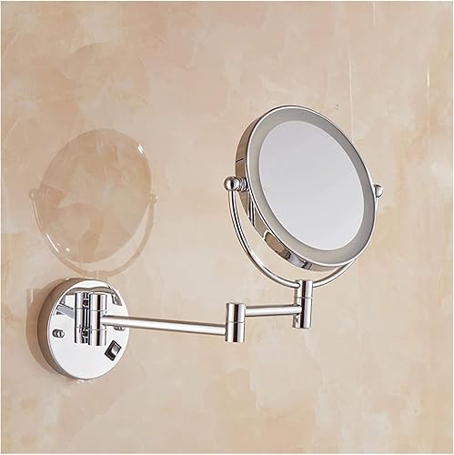Miniatura 5 de Wall-Mounted Makeup Mirror LED Lighted Vanity Makeup Mirror 10X Magnifying 8-inch 360 Adjustable Arm Chrome Vanity Mirror
