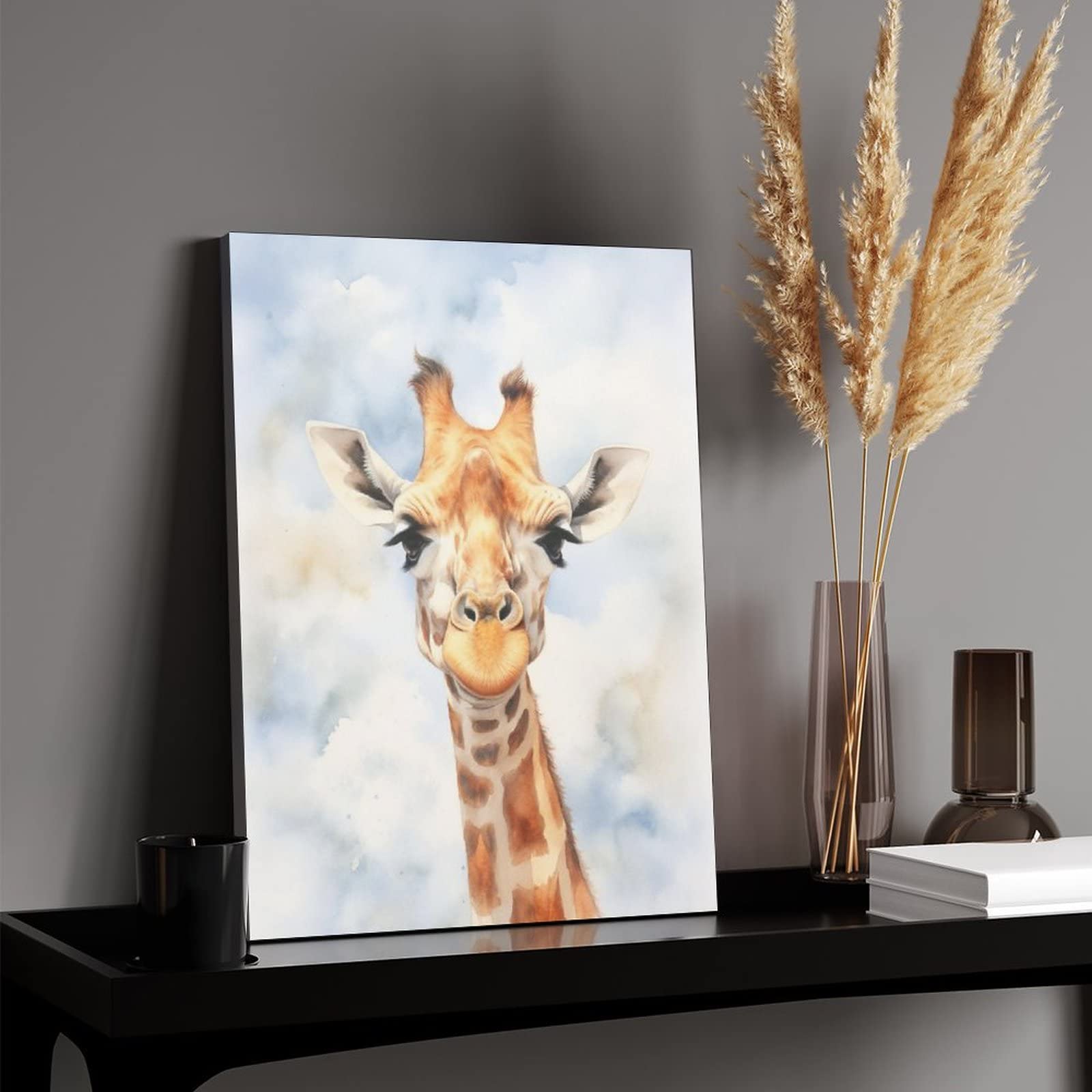 Amazon.co.jp: 絵画 キリンの肖像画インテリア 絵画 水彩壁画アート