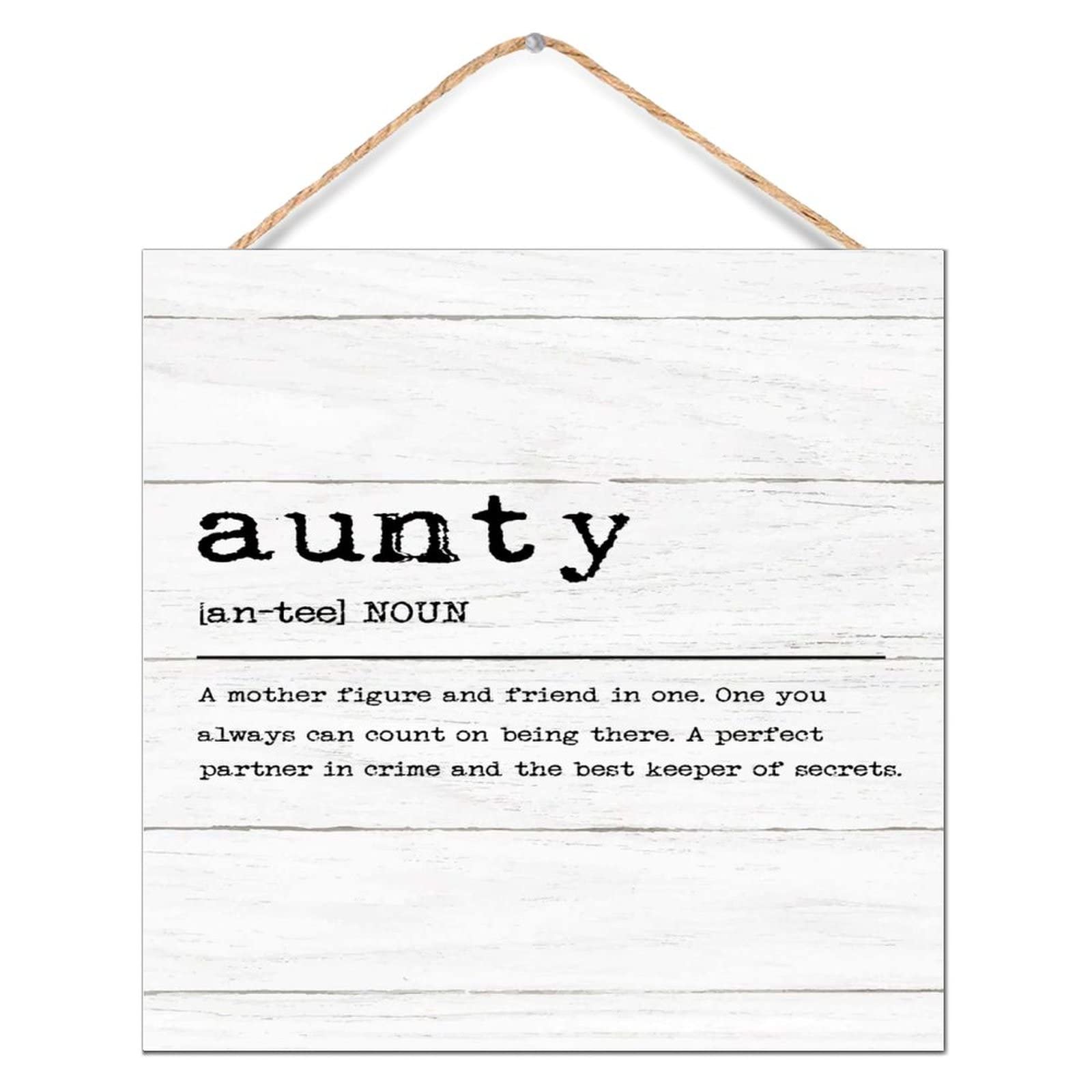 Plaque en bois antique Aunty Noun : déco murale rétro et vintage pour la maison