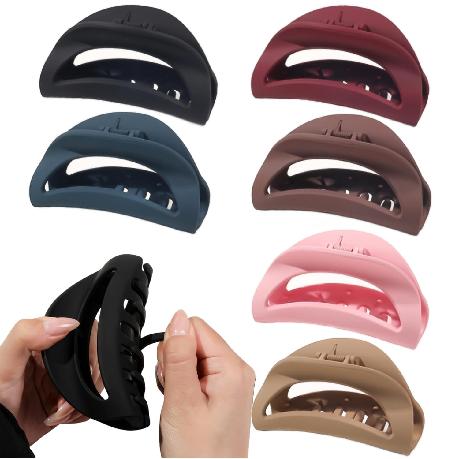 Photo 1 of 6PCS Silicone Claw Clips for Women, Soft Flexible Hair Clips, Non-Slip Cozy Cloud Claw Clip Set for Thin & Thick Hair, Durable Rubber Hair Accessories