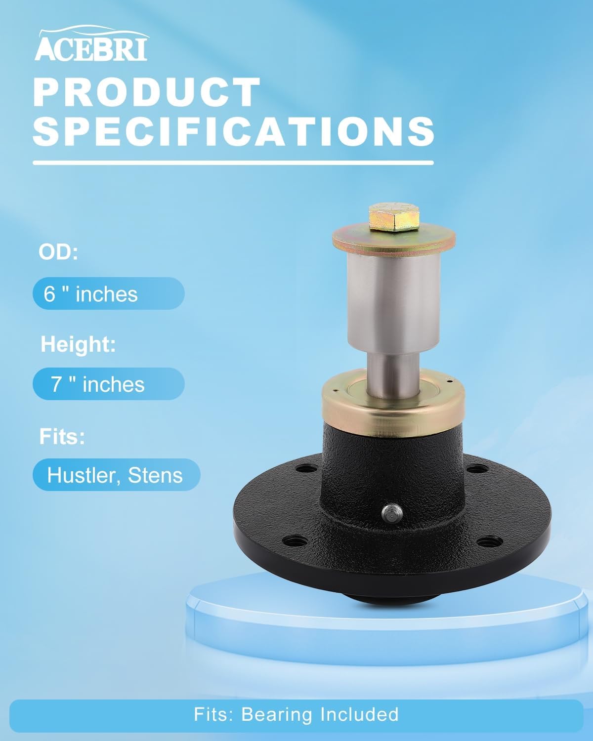 ACEBRI Mower Spindle Assembly for Hustler 796235 796235X Fit 52 60 72 Inch for Hustler Super Z ATZ Deck Spindle 1 Pack