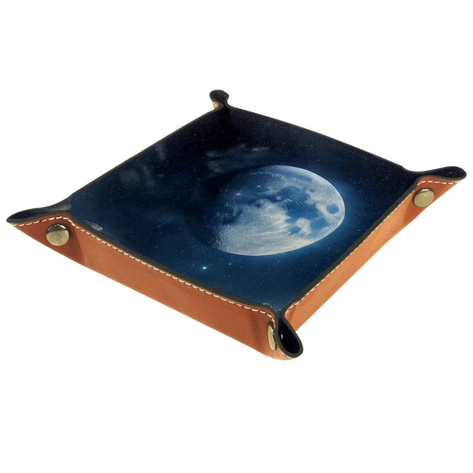 VAPOKF Blue Moon Portable Folding Dice Rolling Tray, Microfiber Leather Dice Holder for Dice Games Like RPG, DND and Other Table Games