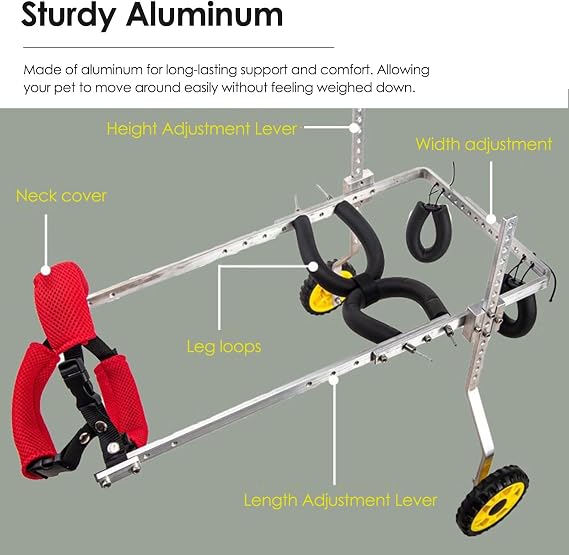 Adjustable Dog Cart/Wheelchair for Back Legs, Lightweight Pro Pet/Doggie Wheelchairs with Disabled Hind Legs Walking, for Small Medium Large Dogs (Size : Size1)