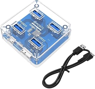beertoy Transparent USB C Hub 4 Port Expansion with Power Supply USB3.0 5Gbps Speed Transmission OTG Adapter Micro USB Power Transparent USB C Hub 4 Port Expansion with Power Supply USB3.0 5Gbps