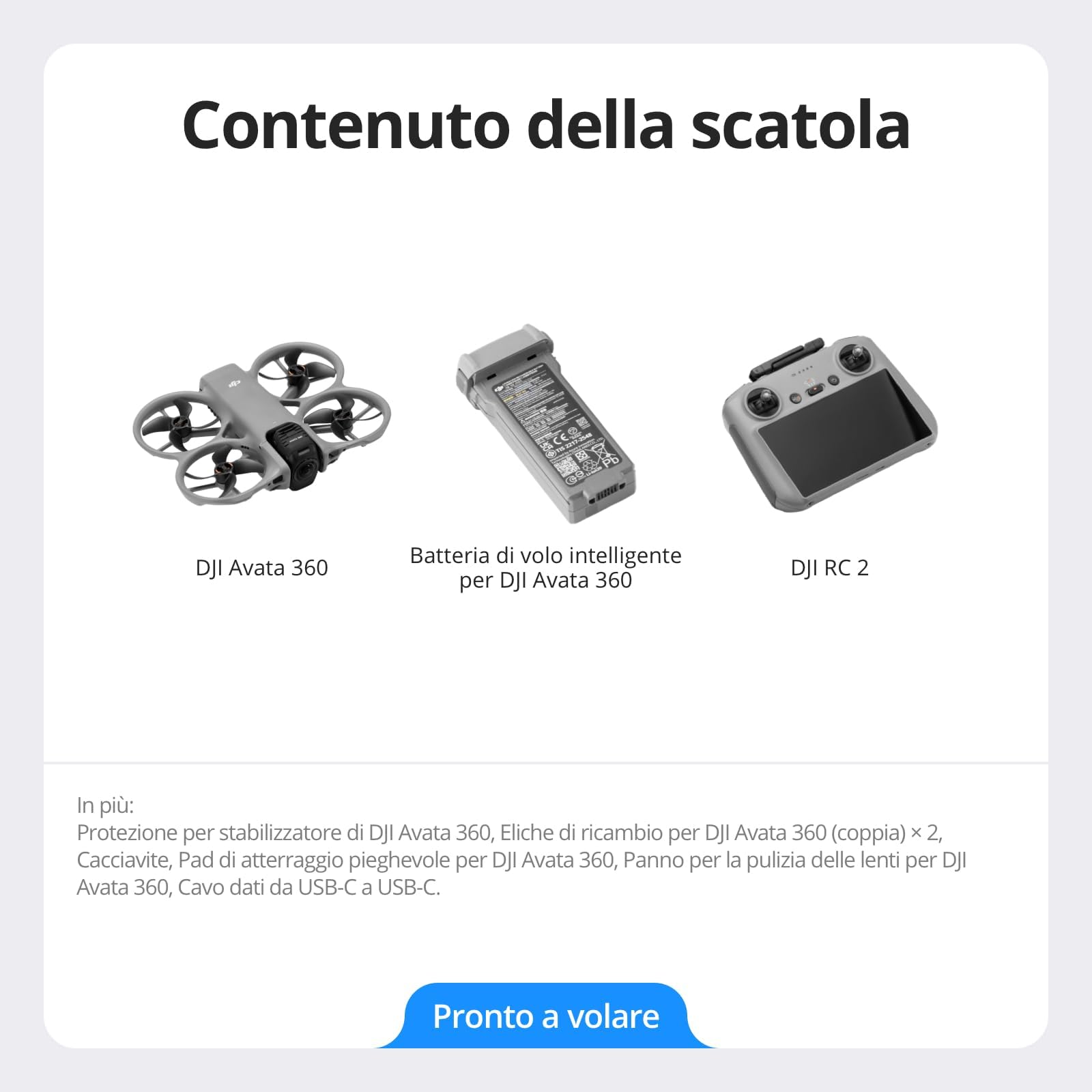 DJI Avata 360 (RC 2) con accessori, drone a 360° con imaging 8K da 1 pollice per FPV e riprese aeree, con fotocamera con paraelica, Pad di atterraggio pieghevole (Avata 360 RC 2)