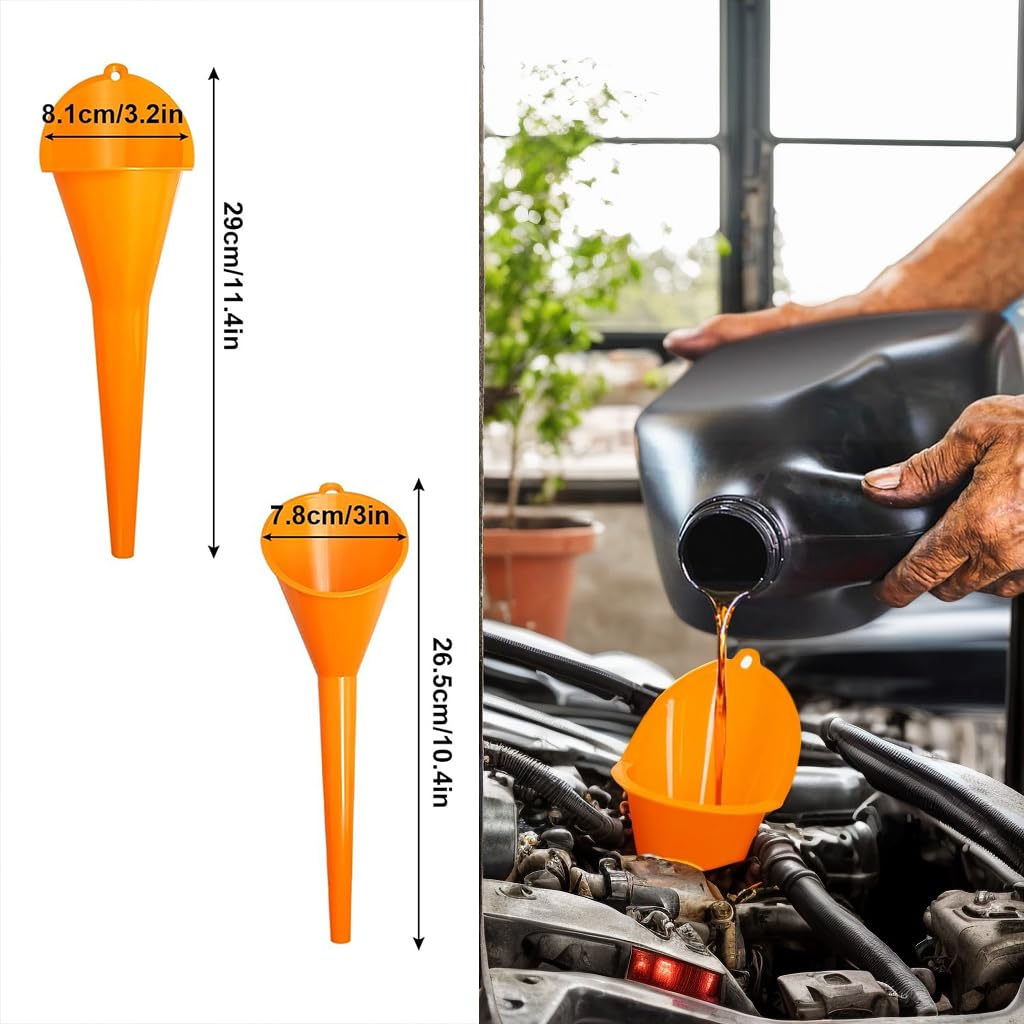 10 embudos para uso automotriz, juego de embudos automotrices con boca ancha y cuello largo, kit de embudo de combustible de transmisión de aceite para mantenimiento de automóviles
