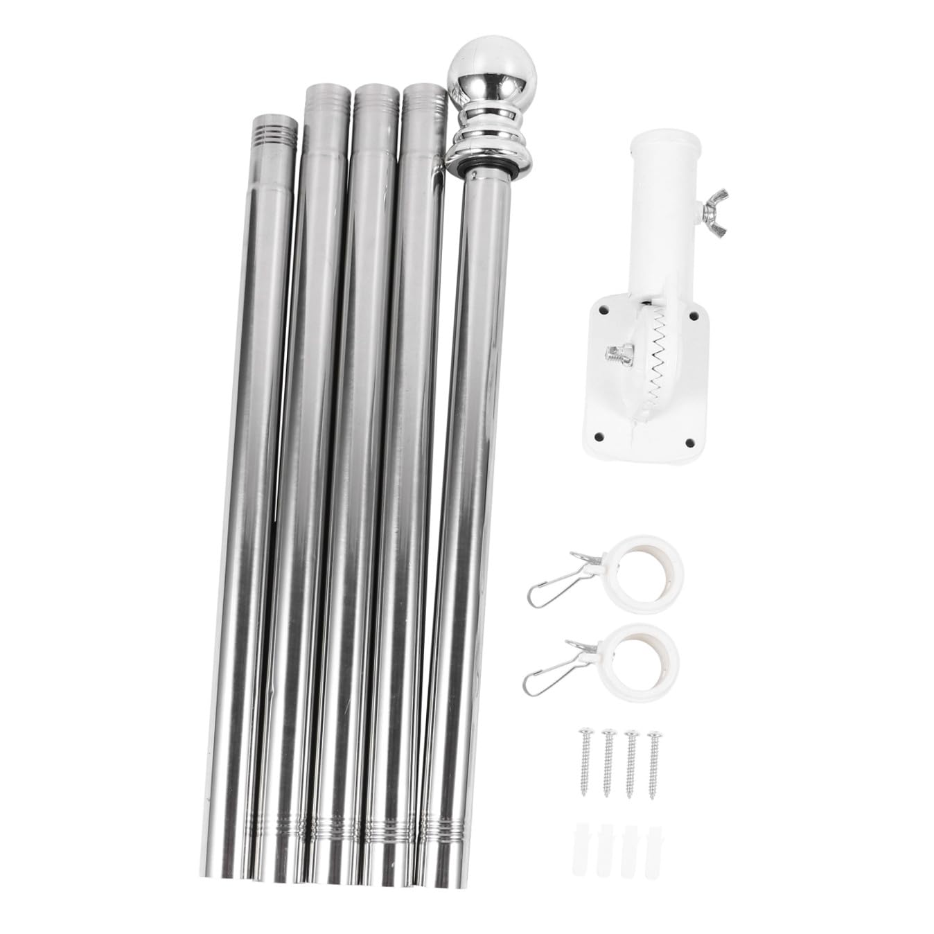 Set Asta Portabandiera 19 M in Acciaio Resistente con Base Pesante Bianca Kit Asta Bandiera Girevole da Parete Resistente alle Intemperie per Decorazioni Esterne e Giardino