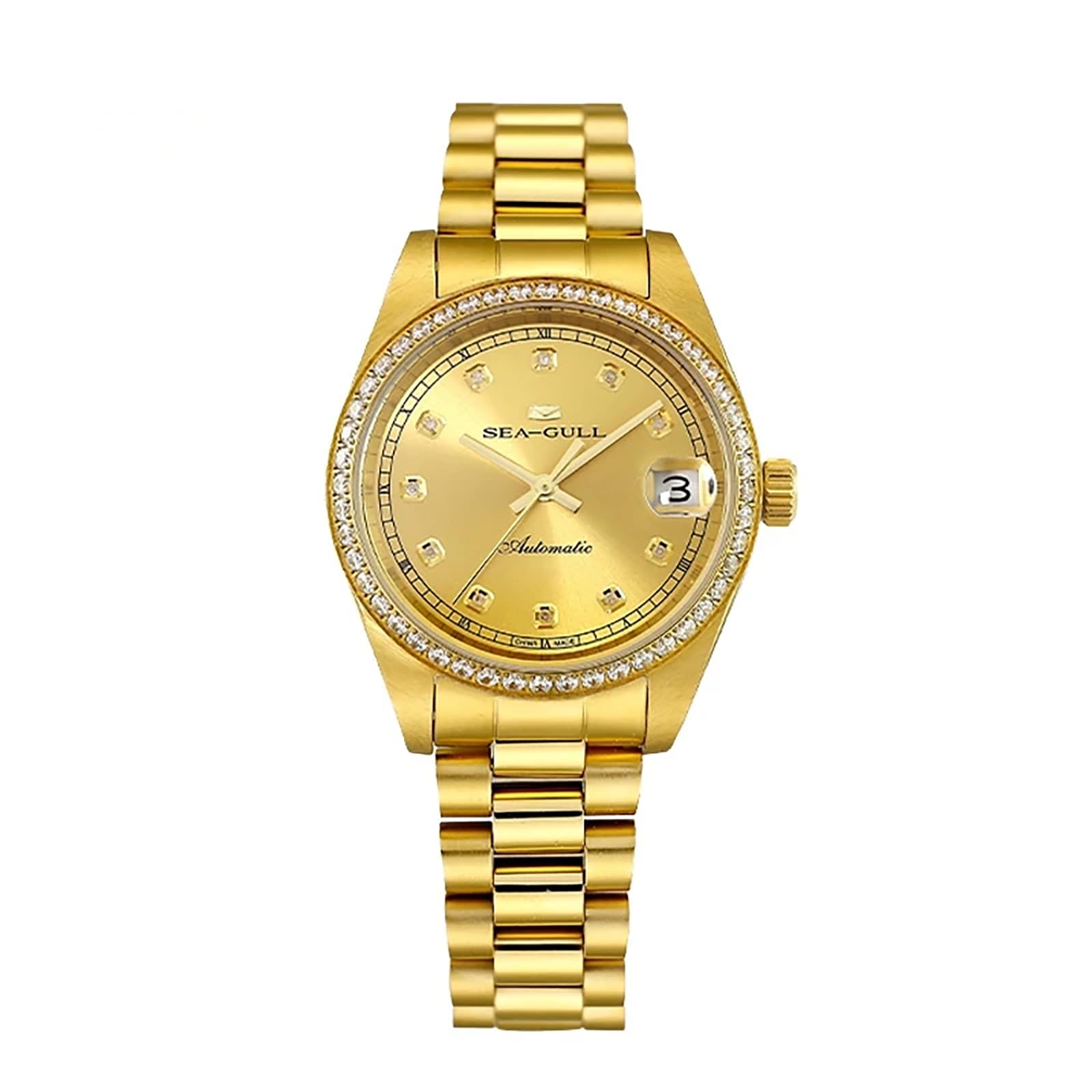 2023 New Gold Watch for Men Women100m Waterproof Automatic Stainless Steel Business Coupl…