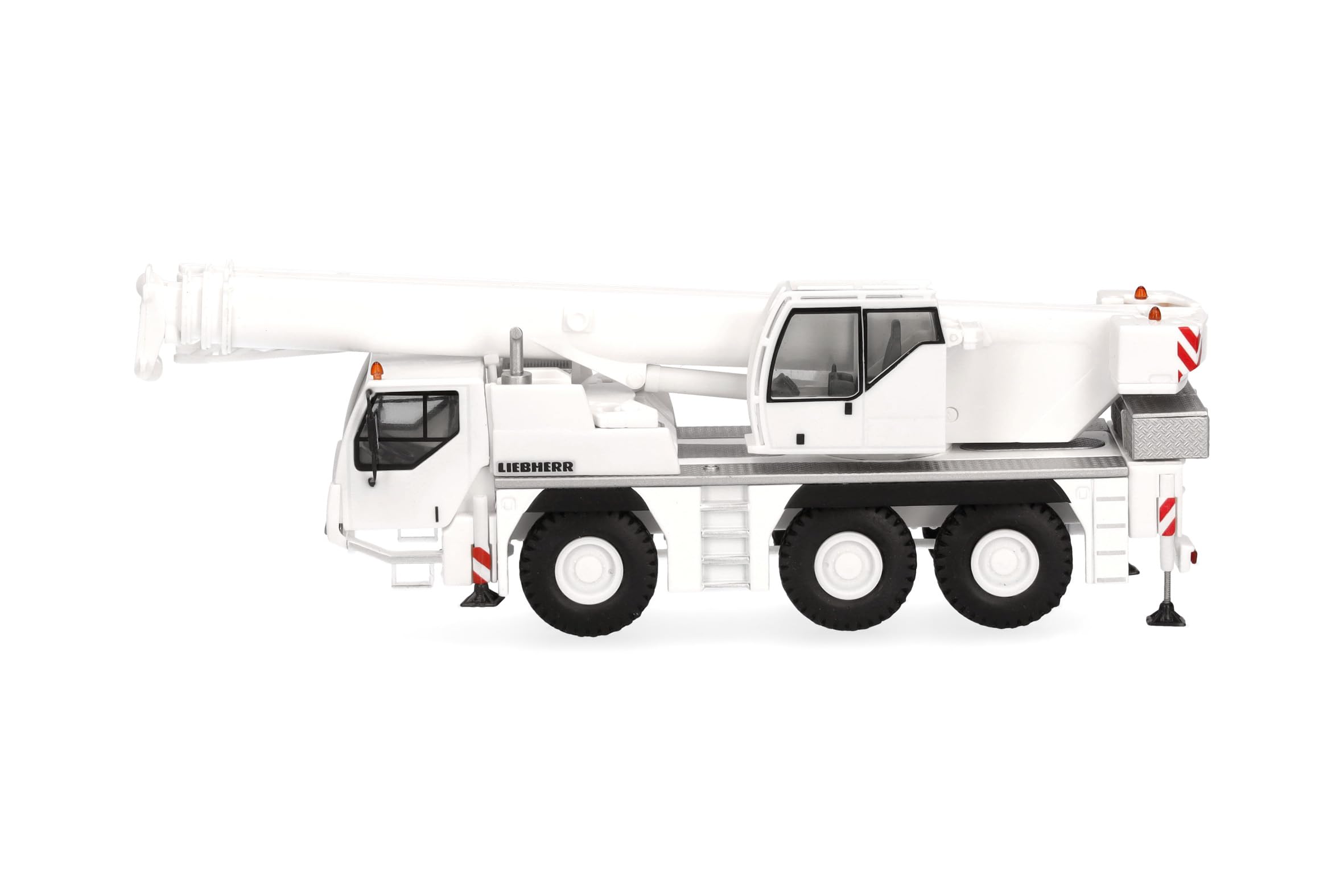 Herpa model ciężarówki Liebherr żuraw samojezdny LTM 1045 „Liebherr”, miniatura w skali 1:87, model kolekcjonerski, Made in Germany, tworzywo sztuczne, biały