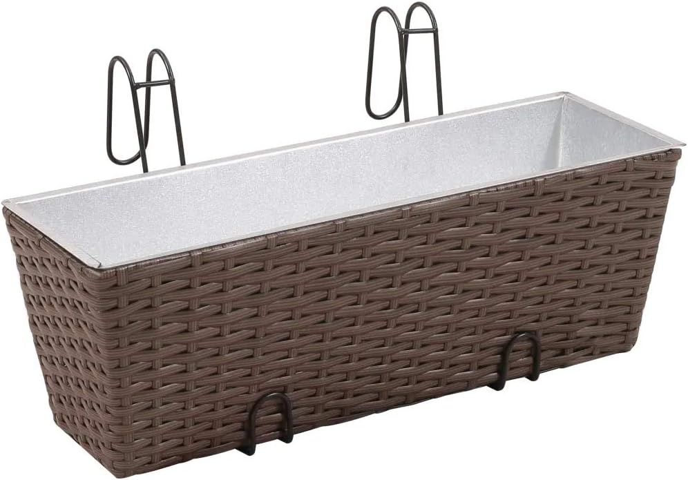 Wakects Rattan Flower Bridge Planter, 2Pcs Balcony Trapezoid Rattan