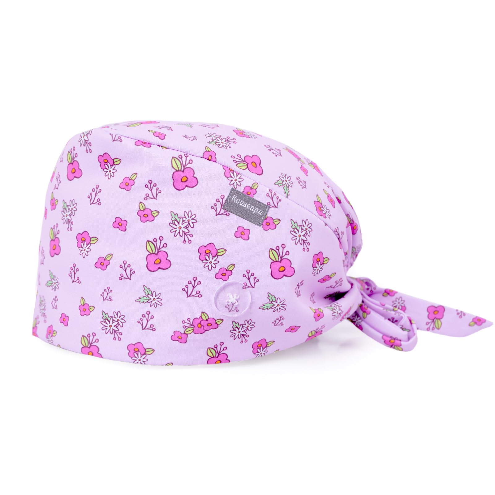 Kousenpu Scrub Caps for Women, Adjustable with Side Buttons, Cute