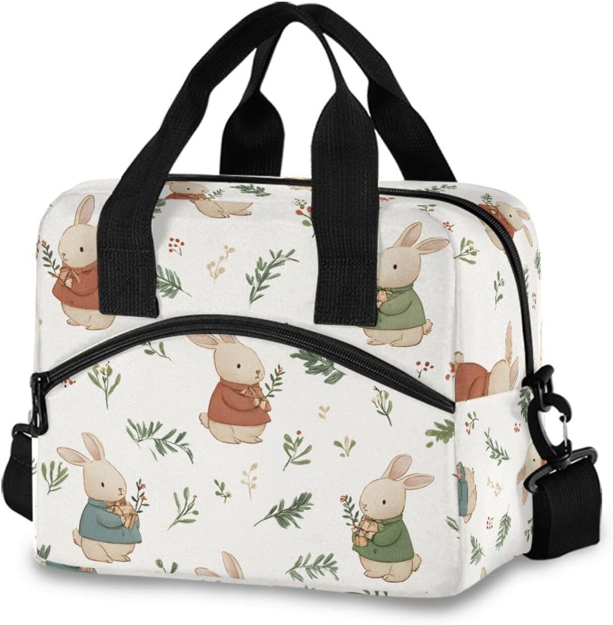ALAZA Cute Rabbit Bunny Lunch Bags for Women Leakproof Crossbody Lunch Bag Lunch Bag with Shoulder Strap lunch Box Purse Lunch Cooler Bag for Women,Nurse,Teachers(o)