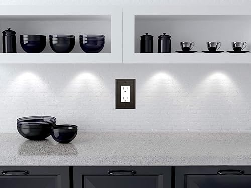 Miniatura 6 de Placa de pared decorativa con borde moderno, tapa de tomacorriente para cubrir enchufe, aleación de zinc maciza duradera (decoración simple, paquete