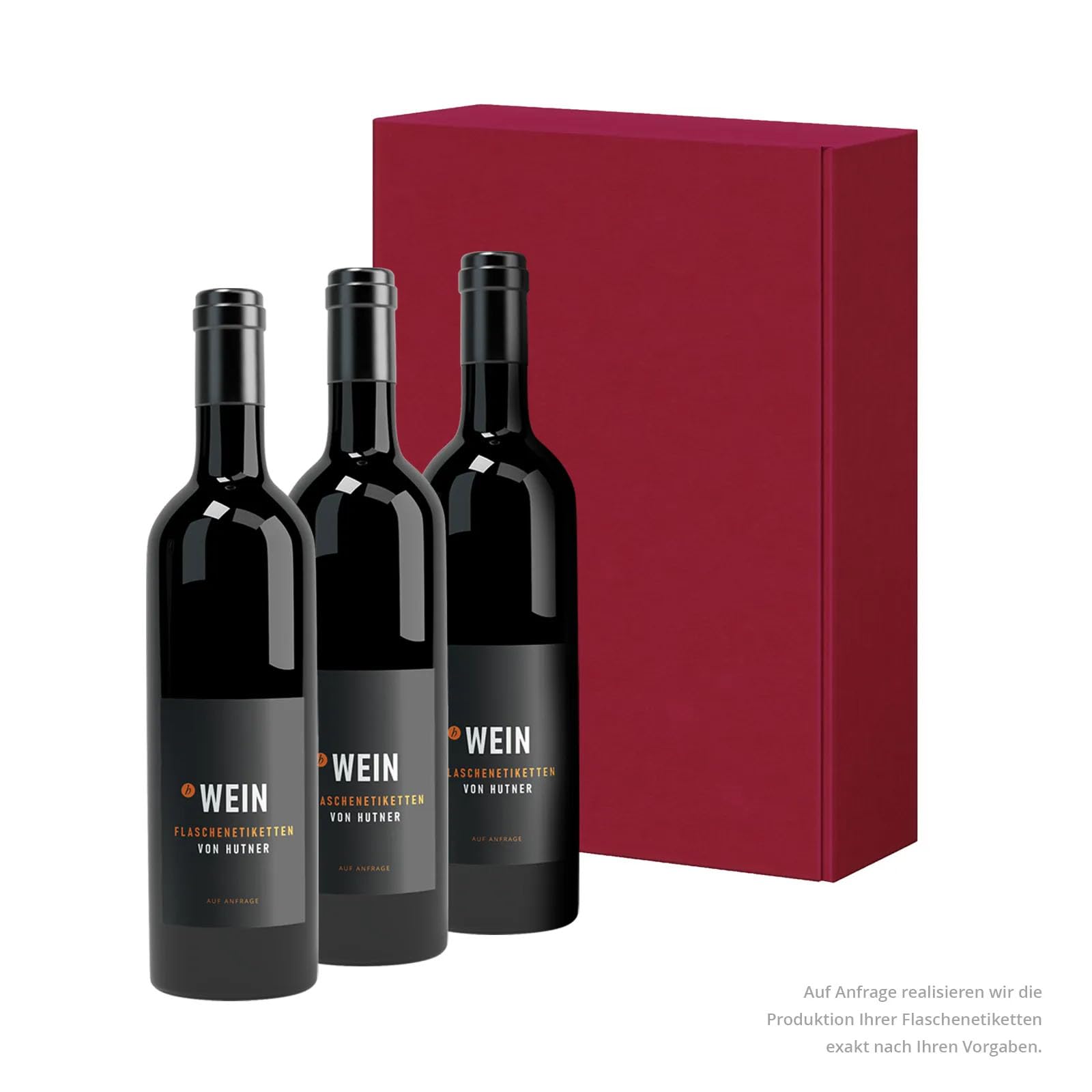 Weinkarton Fibra Bordeaux, 3 Flaschen, 25 Stück, 260 + 93 x 360 mm, Geschenkkarton mit Leinenstruktur, Flaschenverpackung für Wein und Sekt