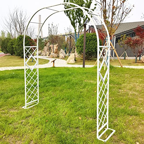 SDdPulse 高耐久メタルガーデンアーチ 大型トレリス アーチウェイ ローズアーチ 丈夫な金属製パーゴラアーバー つる植物用 アーチウェイをサポート 高さ230cm (ホワイト 300cm/118インチ)