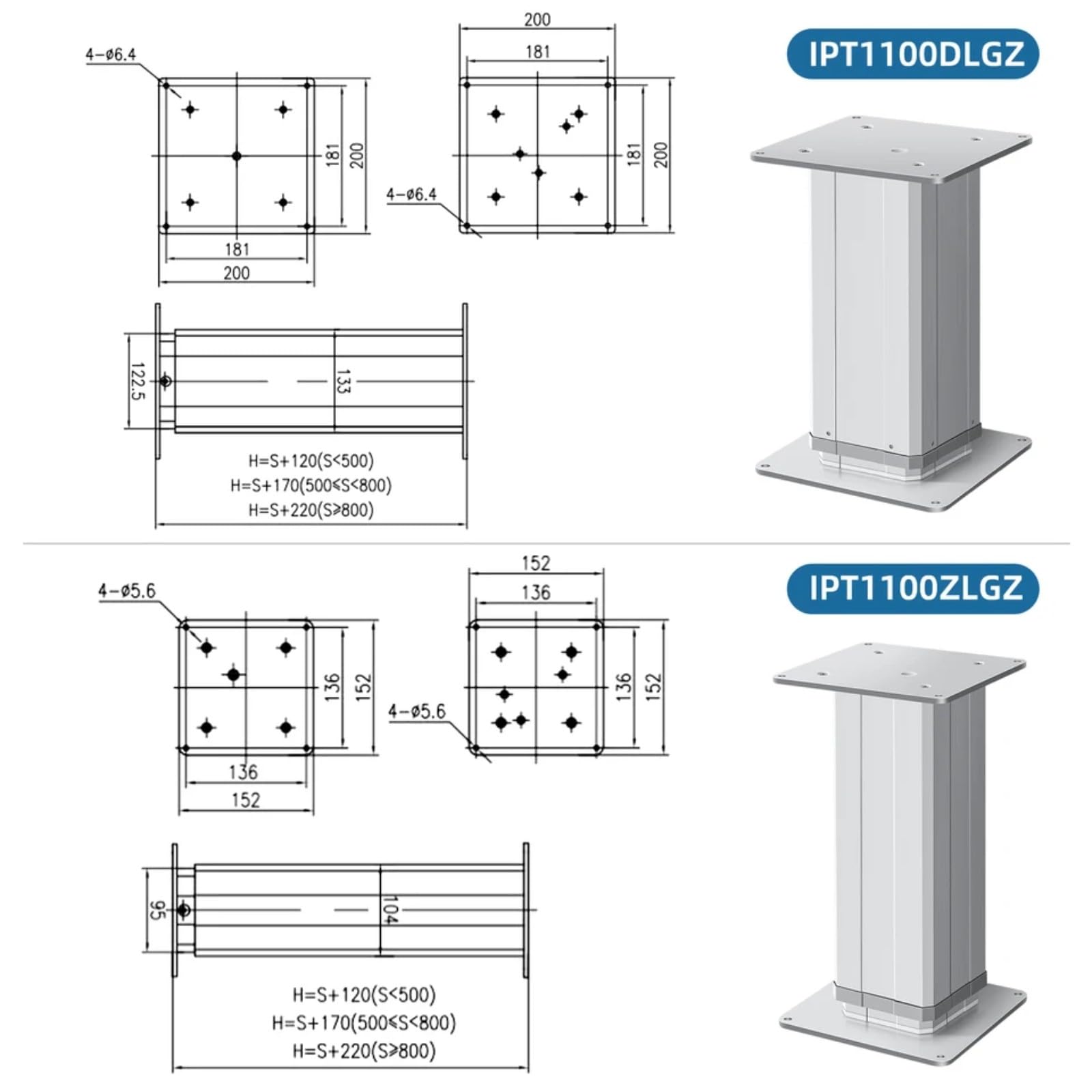 Elektrisch verstellbare Liftpfeiler 12V/24V DC kleine automatische Linie-Lift-Abwärts(100N 40MM; 24V 200mm Trip; IPT1100DLGZ)