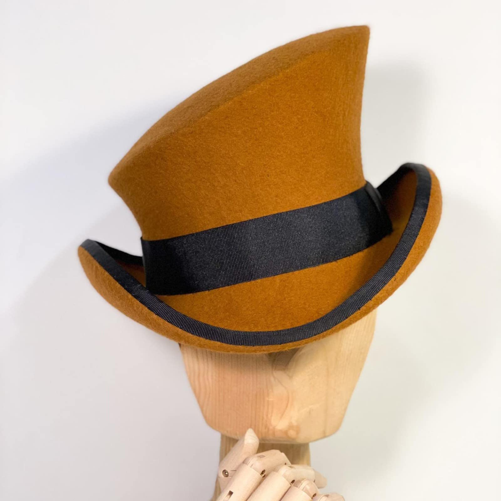 asymmetric top hat unisex - Wool Hat women men Hat Top, Brown - Image 4