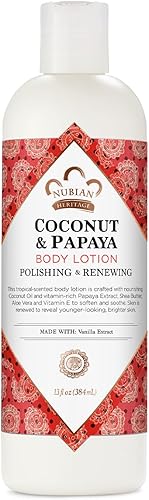 Nubian Heritage Loción corporal, coco y papaya - Set de loción de manteca de karité pulidora y renovadora con aloe vera, vitamina E y extracto de