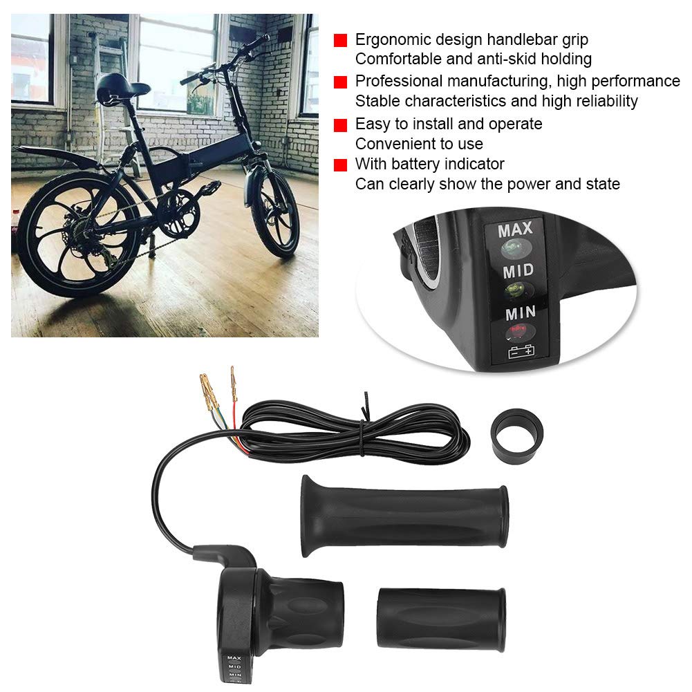 Acceleratore Per Bici Elettrica da 36 V, Acceleratore a Mezza Rotazione Per Bici con Indicatore di Batteria Per Mini Scooter Elettrici Pieghevoli