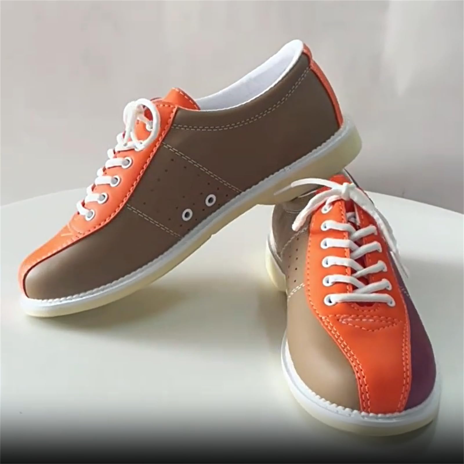 JiuQing Bowlingschuhe Herren Damen Wildleder Gleitsohle Anfänger Bowling Trainingsschuhe Leichte Schnürschuhe
