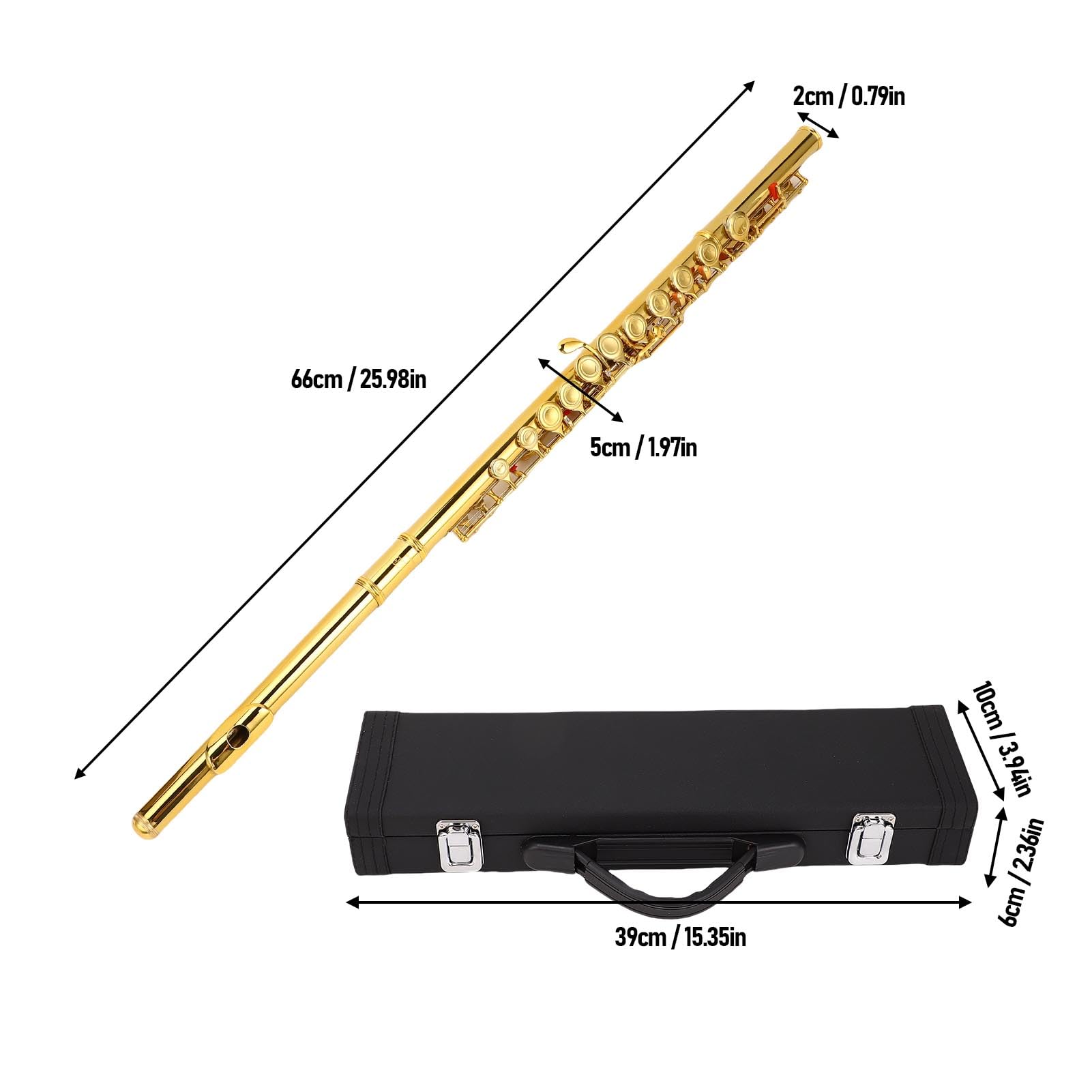 Fabater C Flautas, Agujero Cerrado 16 Llaves Flauta para Niños Principiantes, Instrumento de Flauta de Alumno Dorado, Incluye Estuche de Transporte, Varilla de Sonda, Cuproyickel