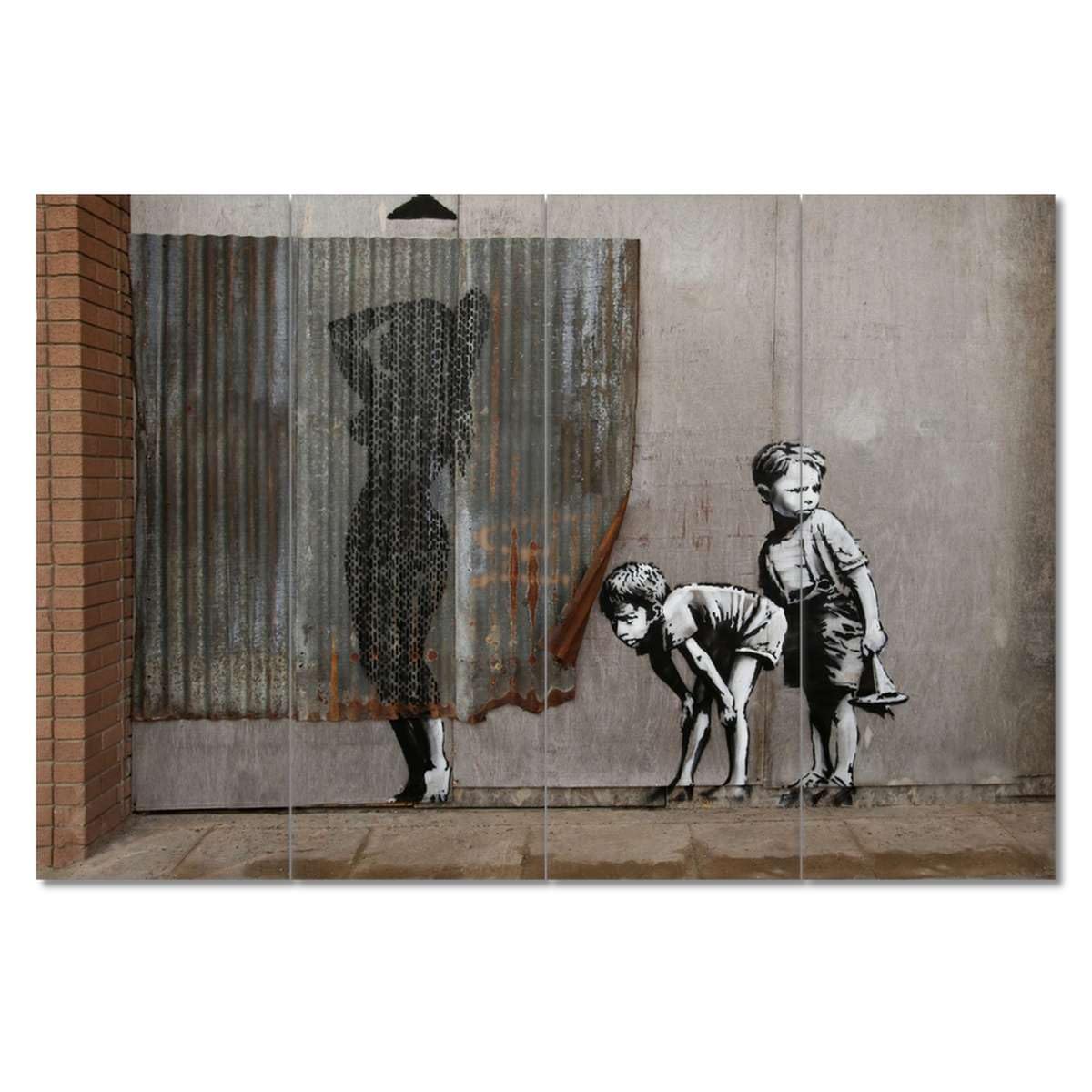 Pintura impresa en lienzo Decoración de pared 120x80cm Banksy Niños Ducha No. H2953M_PC4A