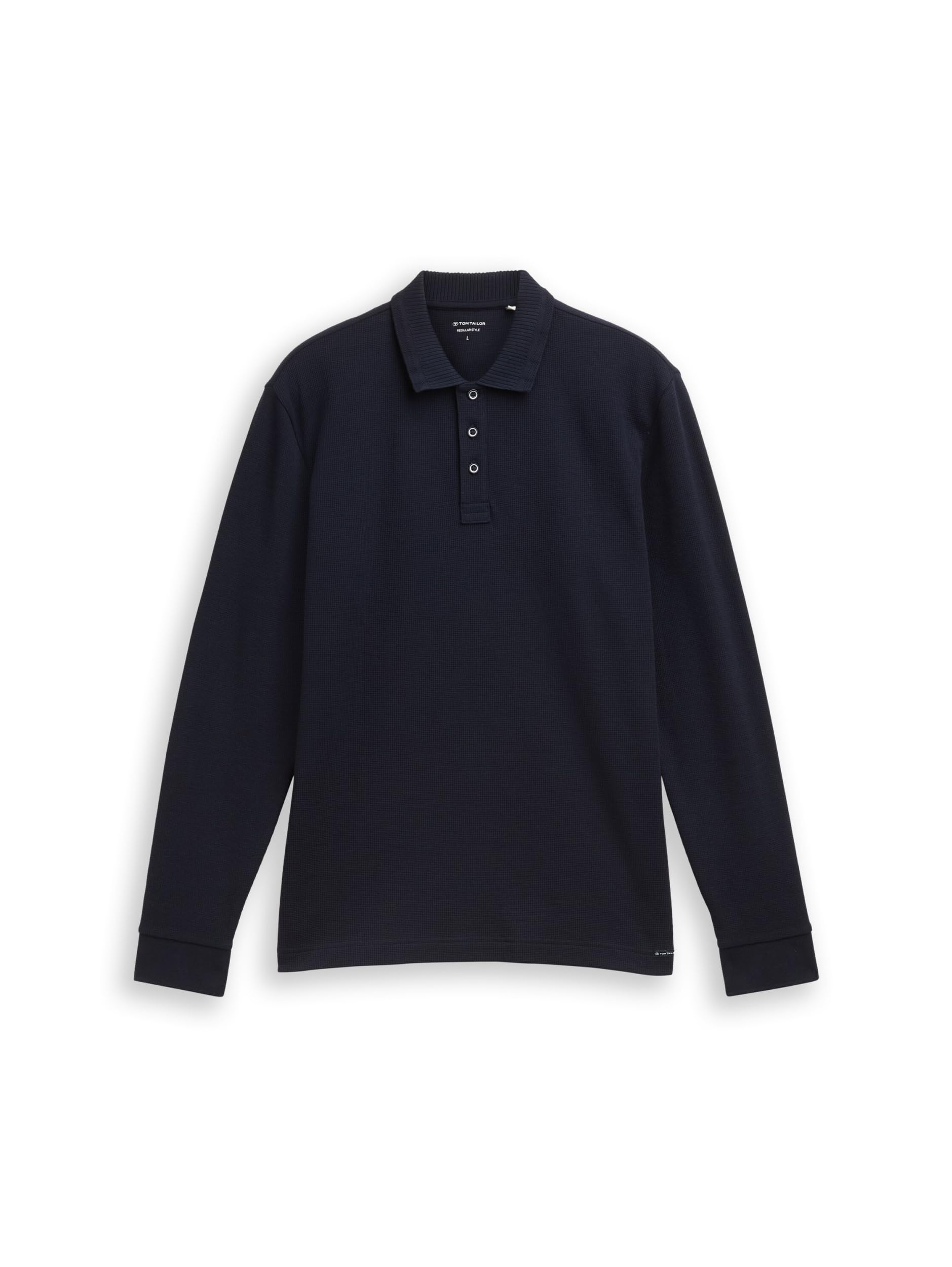 Tom Tailor Herren 1048600 Langarm Poloshirt mit Waffelstruktur