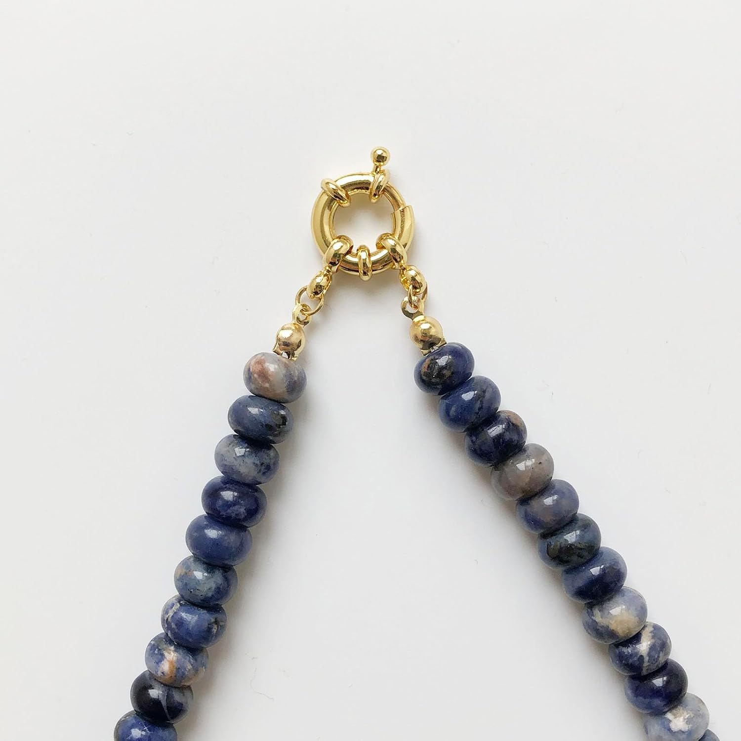 Beaded Gemstone Necklace for Women, Pure Color Boho Bead Choker Natural Stone Surfer Beach Rainbow Beads 18K Gold Plated DIY Handmade Jewelry Charm Trendy Birthday Gifts