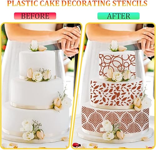 Miniatura 2 de DI QIU REN 16 plantillas de pastel para decorar crema de mantequilla, plantilla de fondant de 15 x 5.9 pulgadas, molde de impresión de encaje y