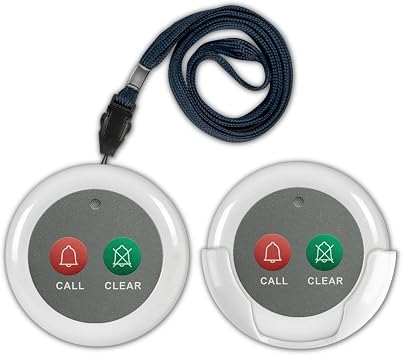 Wireless Call Buttons for Wireless Call System with Clear Function Caregiver Pager for Clinic Restaurant Nursing Home Customer Facilities 2 PCS White