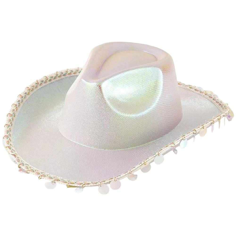 Lamdbao Women's Western Cowboy Hat, Accent Party Fedora Hat with Fringe for Wedding Costume Party