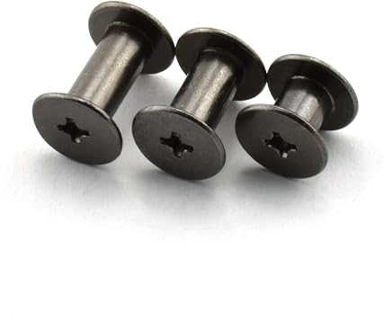 LQ Industrial 90 Sets Black M5 Chicago Screw Assorted Kit Phillips Head Button Stud Screws Nail Rivet for DIY Leather Craft M5x6 M5x10 M5x12