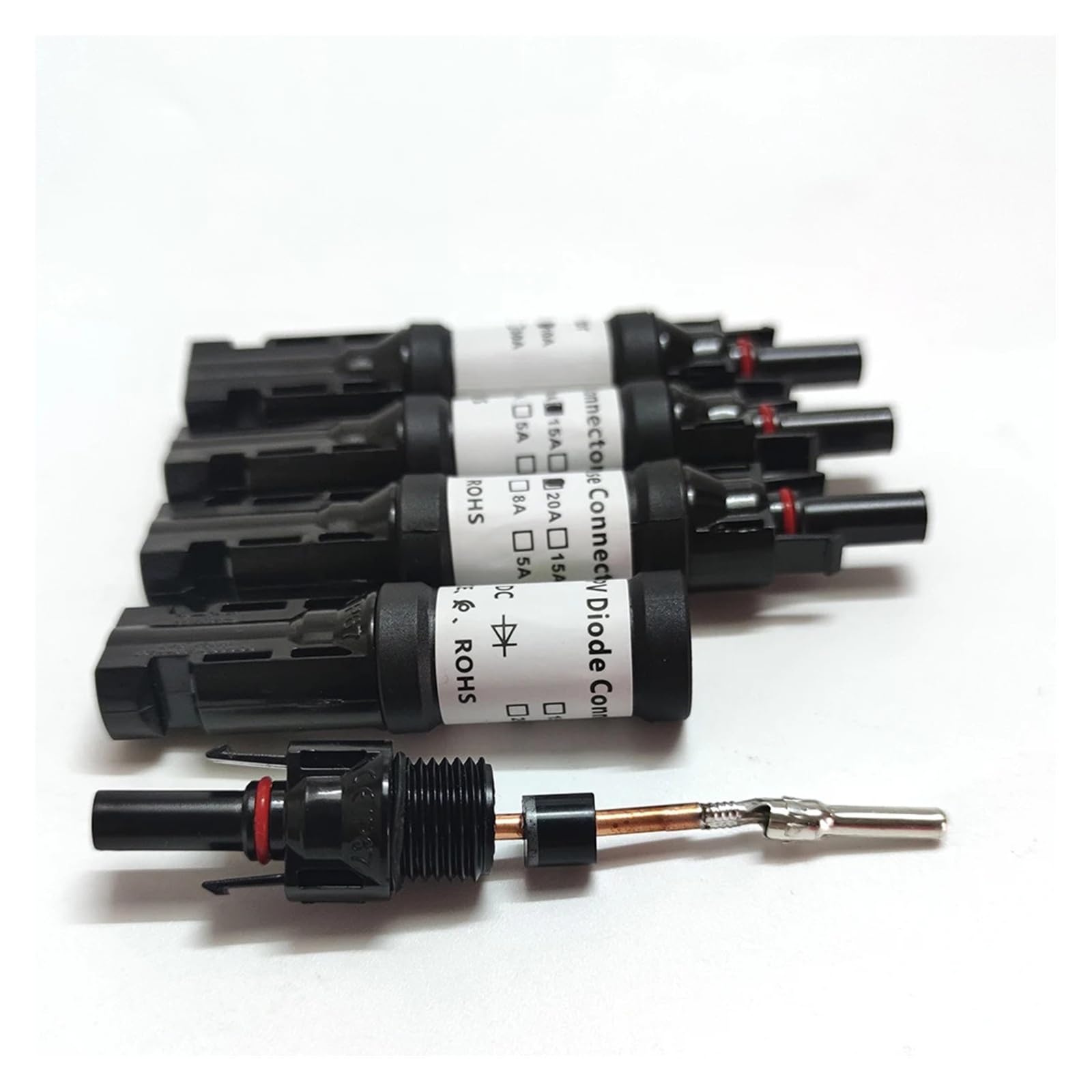 solar stecker 5PCS 1000VDC Stecker PV Stecker Kabel 10A 15A 20A 30A Blockieren Diode Teile Ersatz Solar Panel(30A Diode Connector)