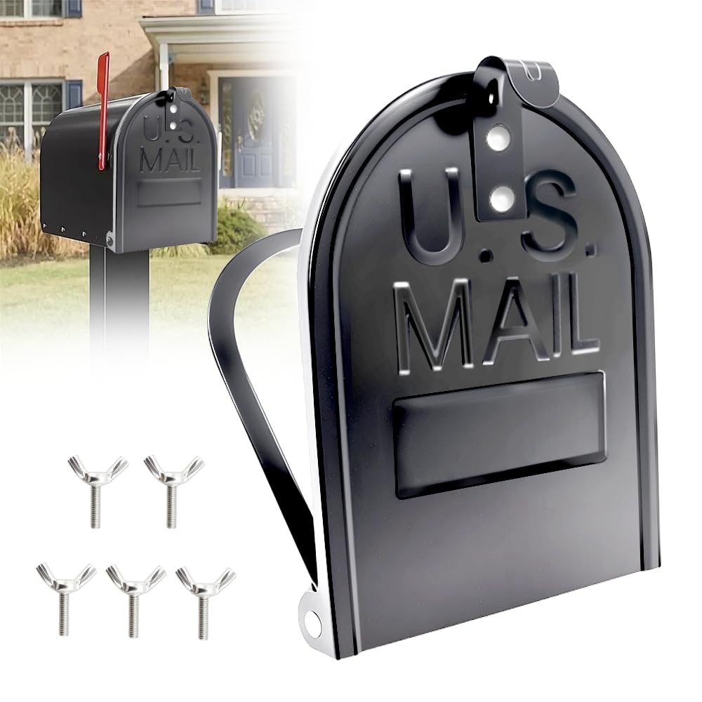 Mailbox Door Replacement 6 1 4 W x 8 1 4 H Black Metal Snap-in Repair Kit Mailbox