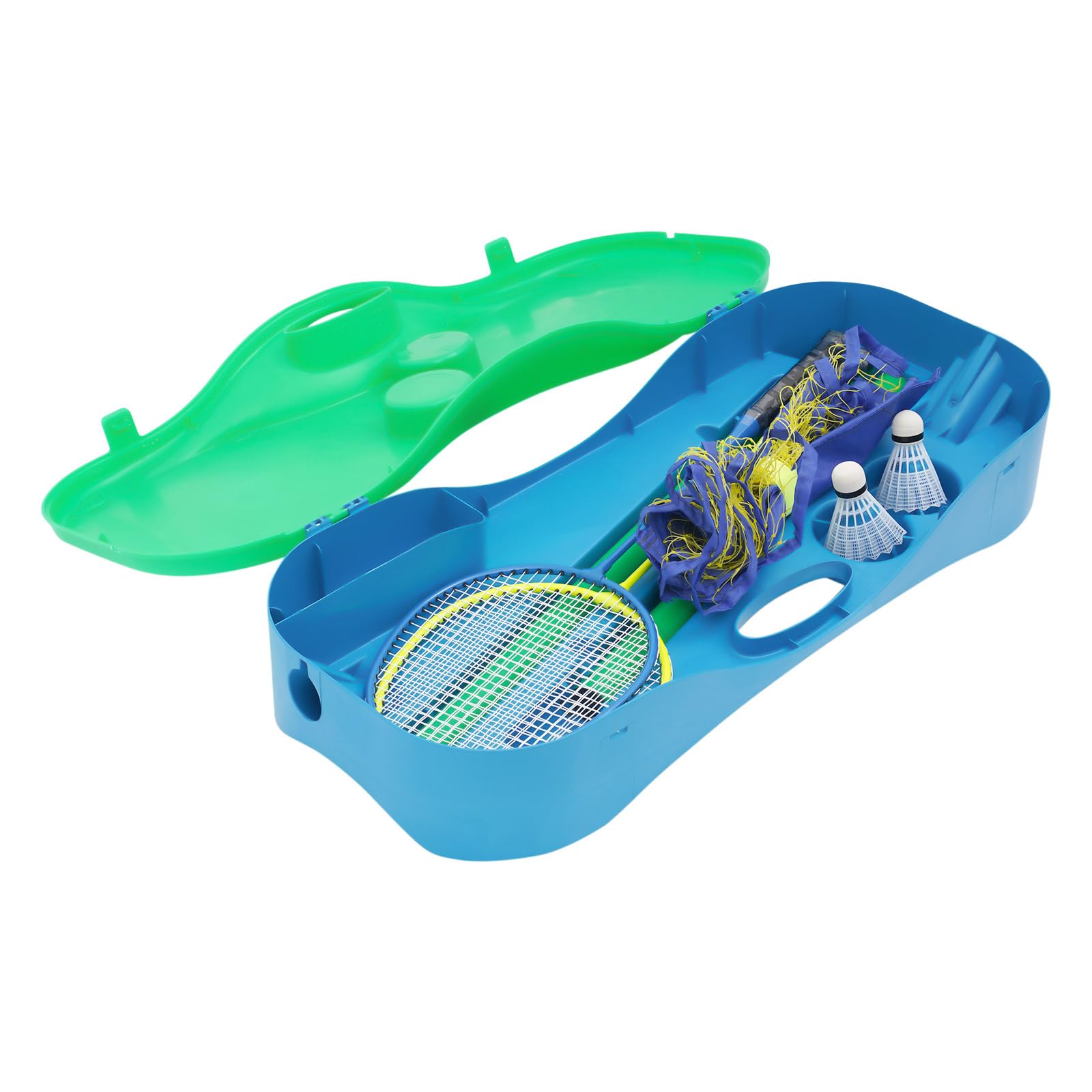 Filet de badminton avec support, support de filet portable, filet de badminton avec 2 raquettes de badminton, 2 volants, filet de volley-ball pour intérieur et extérieur, arrière-cour, plage