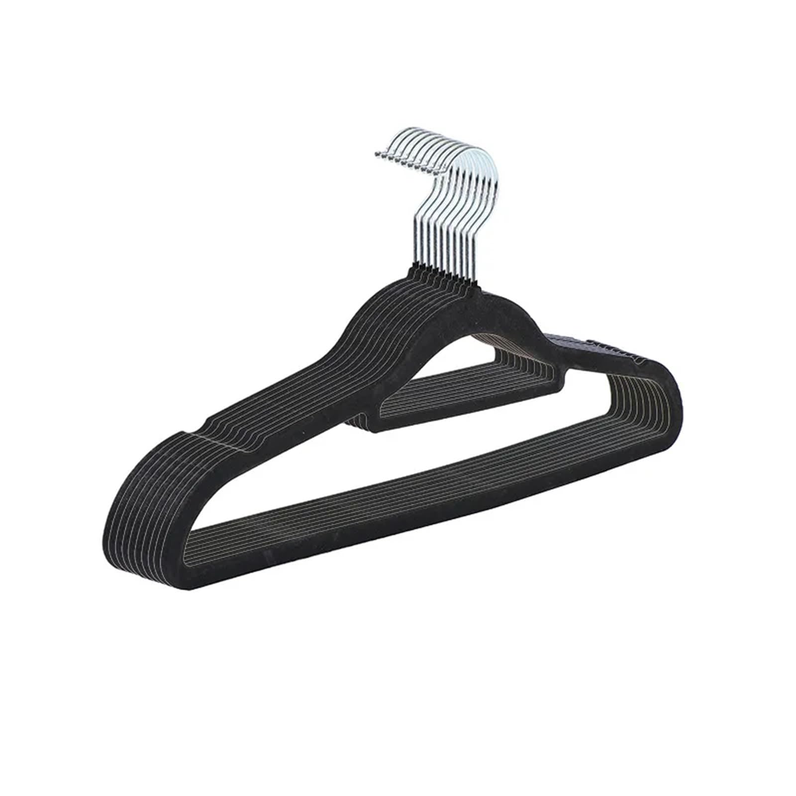 10/20Pcs Velvet Clothes Hangers Non-Slip Flocked Felt Solid Saving Closet Space(Black,20PCS)