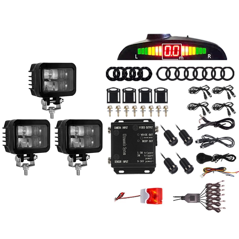 HAONINYUE LED Warning Light Flashing, Blue Light Warning Light with Radar Alarm System Function, Anti-Collision Warning Light Will beep Alarm and Voice prompts (Blue LED Light)