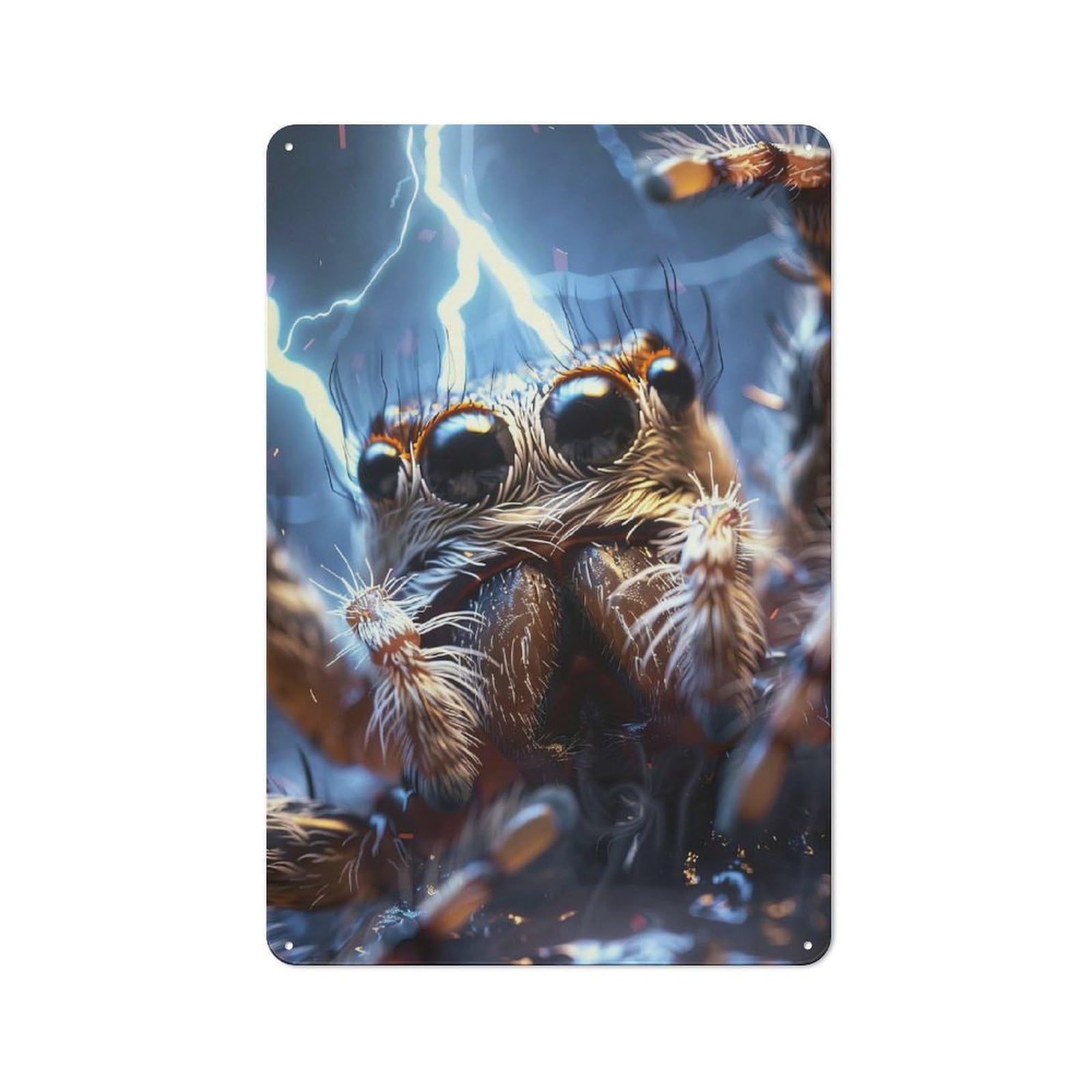 Junmoney Style-2 Spider Lightning Decorative Metal Plaque 30X20cm, Shop Front Style Bistro Wall Plaque For Tea Room, Shop Wall Or Breakfast Area