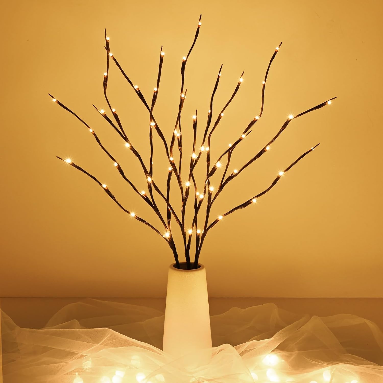 Waipfaru 3PCS Lighted Branches for Vase, Lifelike Tree
