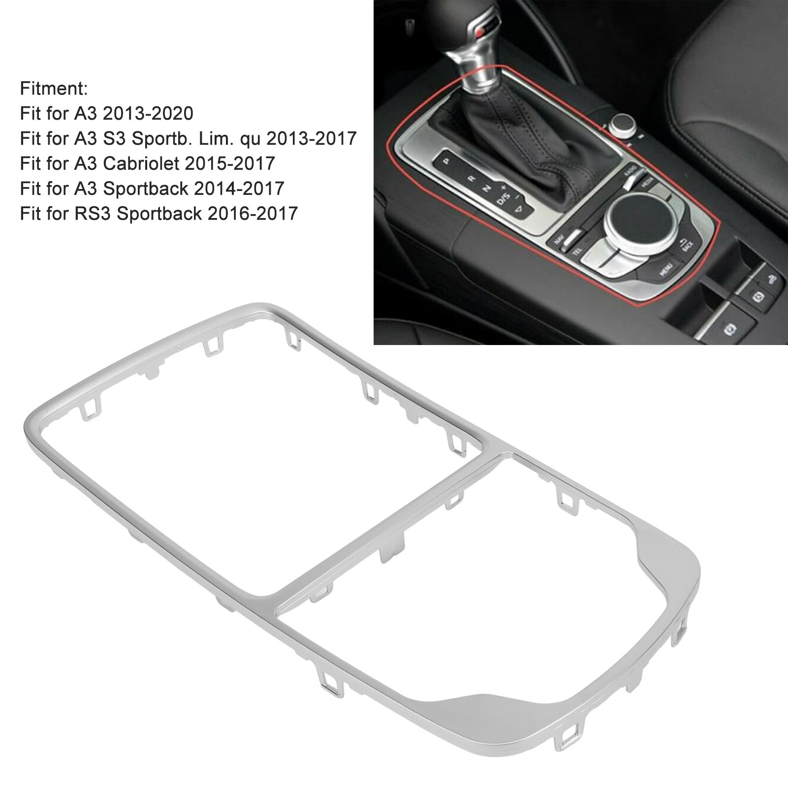 Elegante Cornice per Console Centrale per A3 S3 RS3 con Copertura Cromata, Numeri OE 8V0864260A 3Q7, 8V0864260B3Q7