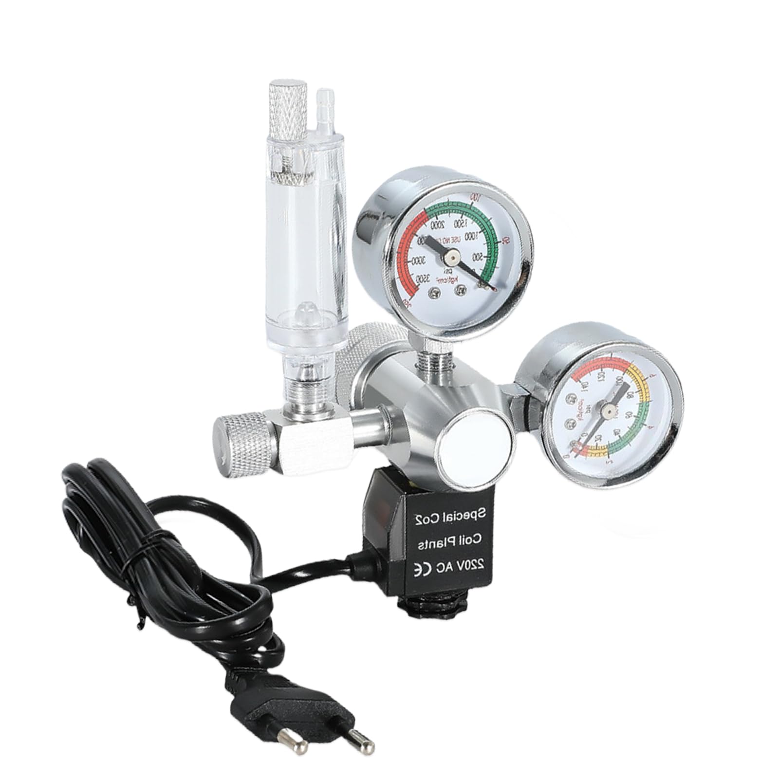 GAOUTO Réducteur de pression de CO2 d'aquarium - Interface W21.8 - Double écran de calibre avec compteur de bulles et clapet anti-retour - Réducteur de pression pour aquarium planté - Régulateur de
