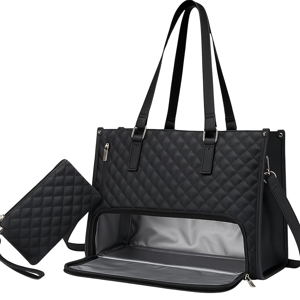 Handcuffs Women’s Lunch Tote Bag with Laptop Compartment | 2-in-1 Office Tiffin Bag for Women | Fits 15.6 Inch Laptop | Waterproof, Insulated, Stylish Handbag for Work, Travel, Picnic (Black)-picture-46