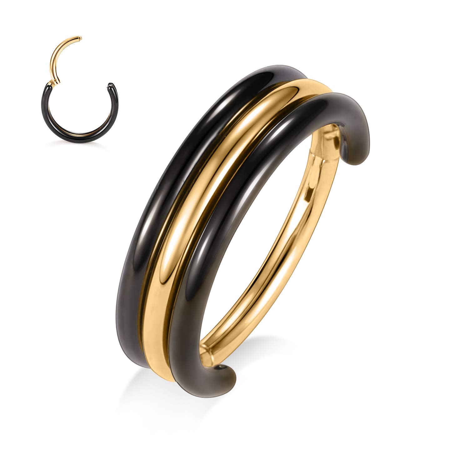 hengkaixuan Triple Double Nose Hoop Ring Sleeper Hoop Earring Helix Rook Conch Cartilage Daith Tragus Earrings Septum Ring Lobe Nose Piercing Jewellery for Women — view 43
