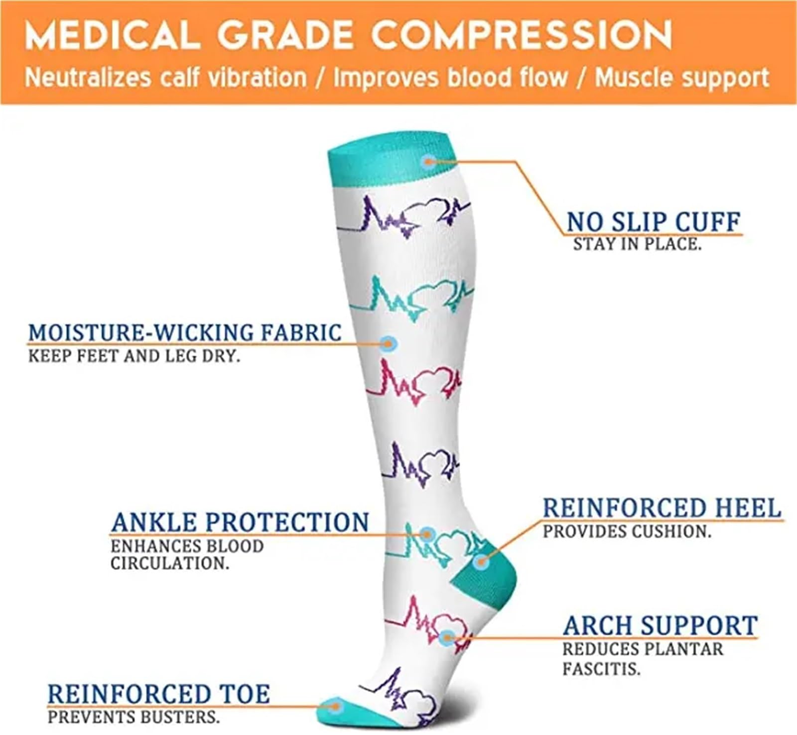 Medias de compresión for hombres y mujeres, medias for Edema, Diabetes, venas varicosas, calcetines deportivos, calcetines de compresión for correr a presión al aire libre