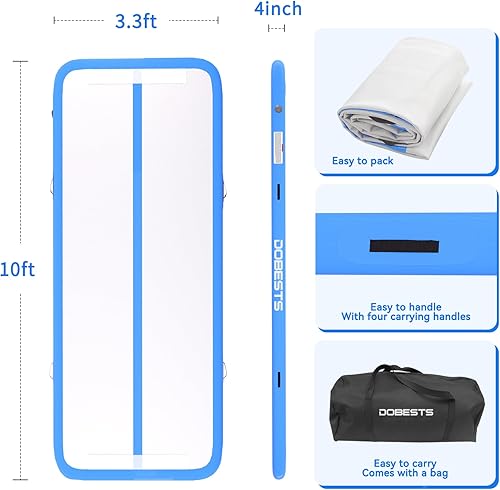 Miniatura 2 de DOBESTS Colchoneta de Gimnasia Inflable Pista de Volteretas Colchoneta de Tumbling 6.6ft10ft13ft16ft20ft, para Uso Doméstico Entrenamiento Yoga