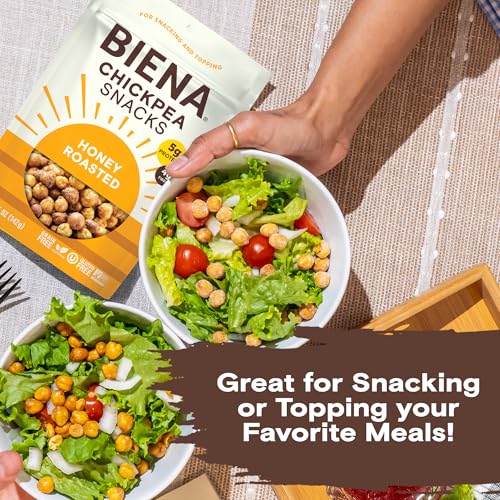 BIENA Chickpea Snacks - Crunchy Roasted Chickpeas - High Fiber Protein Snacks for Adults and Kids - 8-Pack, 5 Ounce Bags - Honey Roasted - image 7