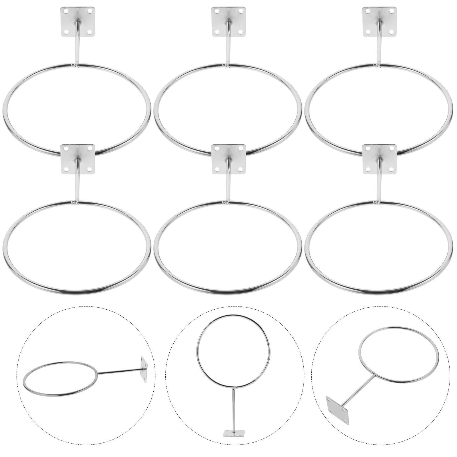 Healvian 6 Soportes de Pared para Balones Deportivos de Hierro, Portapelotas Multiusos para Baloncesto y Fútbol, Estante para Almacenamiento y Exhibición en Gimnasio y Hogar