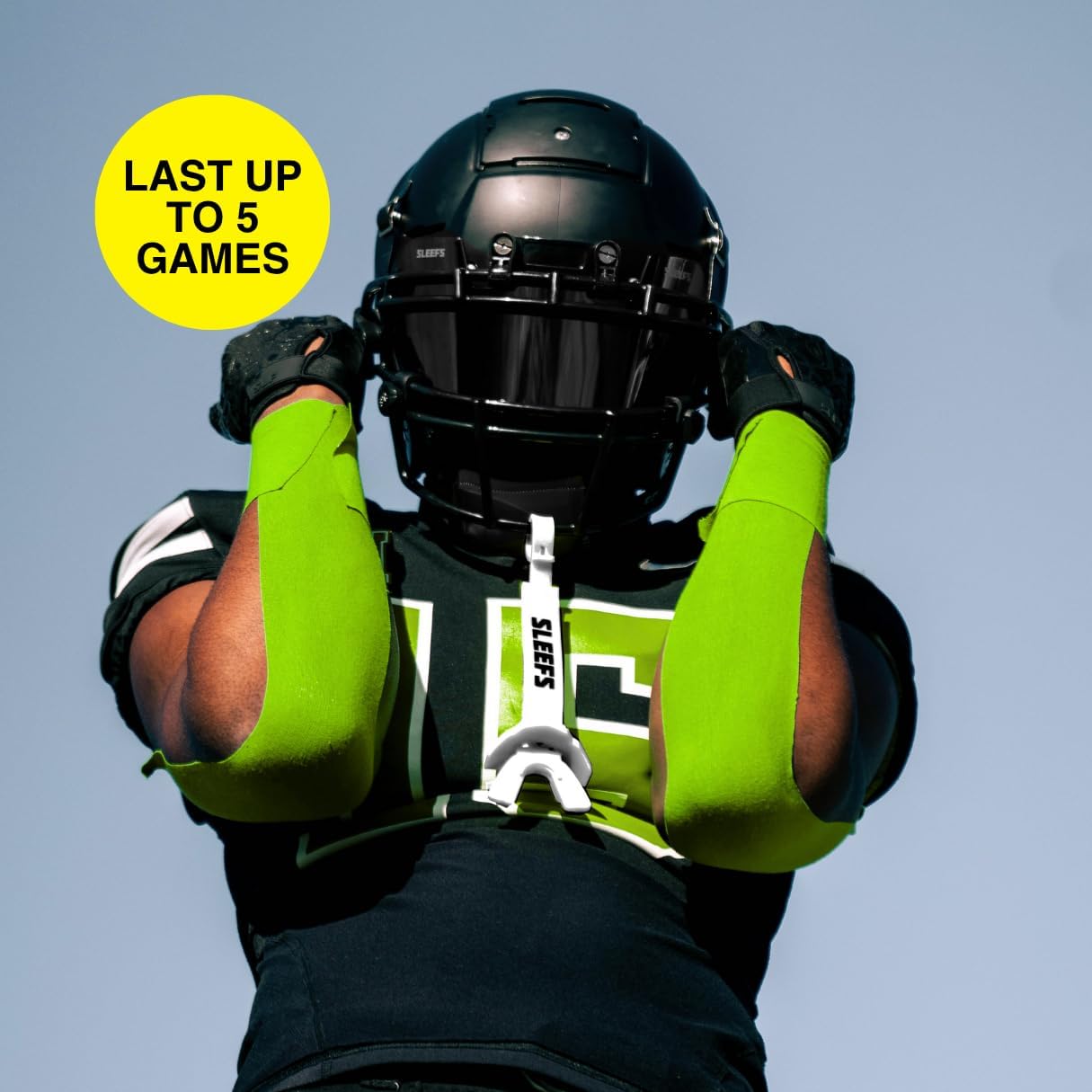 SLEEFS Hot Green Turf Tape Football - Extra Wide Waterproof Sports Athletic Tape - Flexible Breathable Ultra Sticky for Arms, Wrists, Ankles, Injuries - Lacrosse, Soccer, Baseball, Basketball